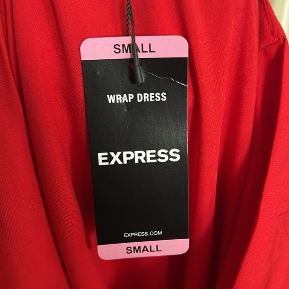 Express Red Surplus Neckline Long Sleeve Elastic Waist Dress - NWT - Size S - Picture 9 of 11